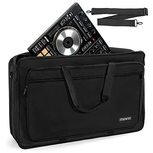 ITHWIU Padded DJ Controller Case for Hercules DJ Inpulse 500, DDJ REV1, NI Traktor Kontrol S4 MK3, DDJ SR DDJ SR2, Numark PLATINUM FX, DDJ RR, Akai MPK225, 23.5 x 14 x 3 Inch, Black - Image 1
