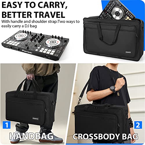ITHWIU Padded DJ Controller Case for Hercules DJ Inpulse 500, DDJ REV1, NI Traktor Kontrol S4 MK3, DDJ SR DDJ SR2, Numark PLATINUM FX, DDJ RR, Akai MPK225, 23.5 x 14 x 3 Inch, Black - Image 3
