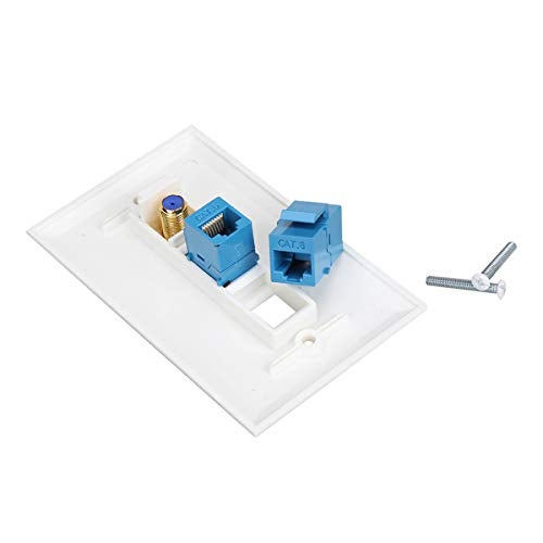 DEXATEK Cat6 Keystone Female to Female 2 Port and F Type Coax 1 Port Connector Wall Plate - Image 4