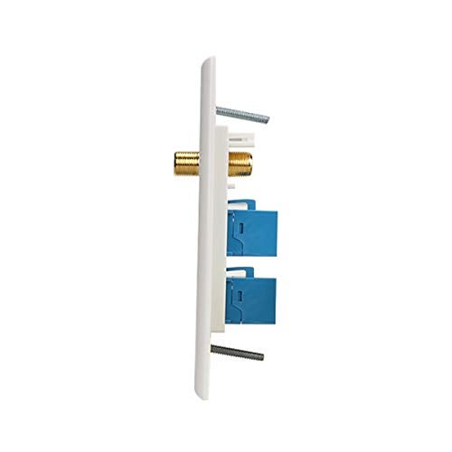 DEXATEK Cat6 Keystone Female to Female 2 Port and F Type Coax 1 Port Connector Wall Plate - Image 3