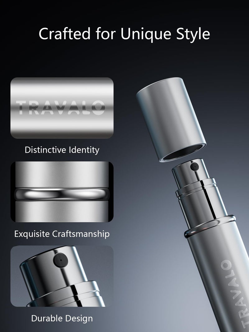 Travalo Refillable Perfume Atomizer, Bottom Filling Fragrances Perfume Bottle, Mini Cologne Dispenser, Travel sized, Portable Sprayer for Women Men, Gift (ESSENTI, SILVER) - Image 4