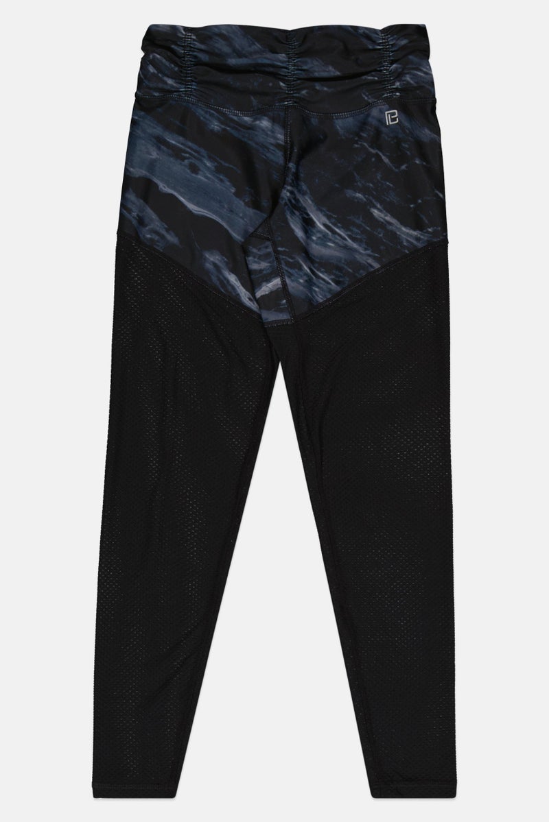 Body Language Women Sportwear Fit Marble Mesh Callia Training Leggings, Black - Image 2