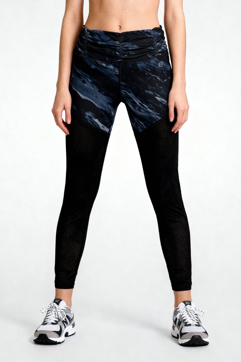 Body Language Women Sportwear Fit Marble Mesh Callia Training Leggings, Black - Image 1