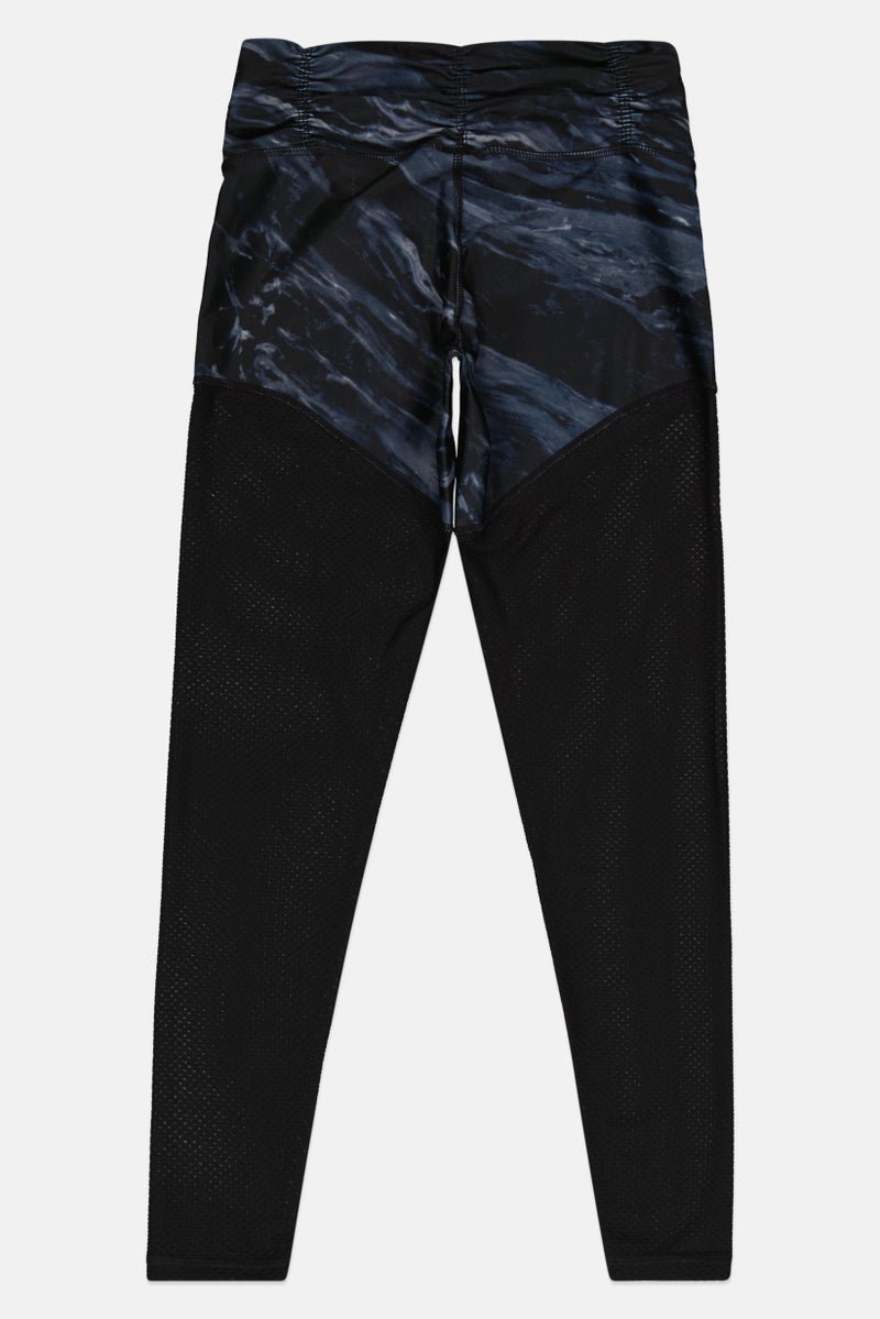 Body Language Women Sportwear Fit Marble Mesh Callia Training Leggings, Black - Image 3