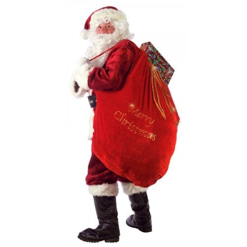 ARAD Large Velvet Embroidered Merry Christmas Santa Present Sack - Image 1