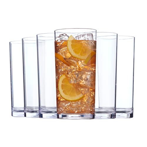 طقم أكواب شرب بلاستيكية قابلة لإعادة الاستخدام من أكريليك كلاسيكي شفاف أمريكي 6 قطع 24 أونصة لأكواب الشاي المثلج خالية من BPA مصنوعة في الولايات المتحدة آمنة للغسل في غسالة الصحون في الرف العلوي