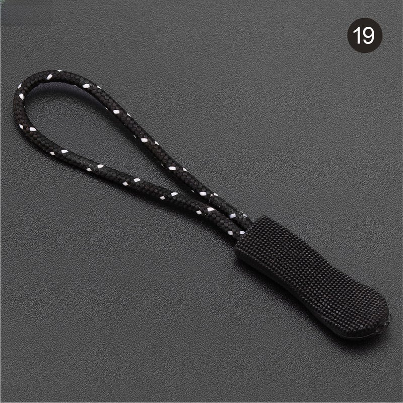 TPU Zipper Pulls Cord Zip Tags for Bags 19# blackhead + black and white dot rope 