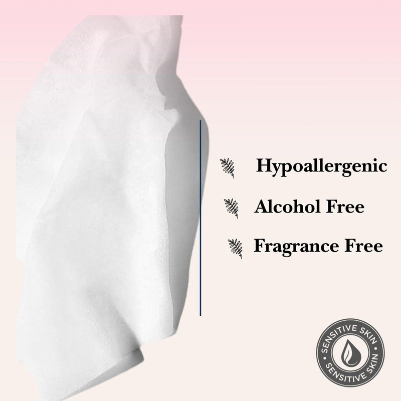 Mivida ميفيدا 100 قطعة من مناديل إزالة المكياج المغلفة بشكل فردي مع فيتامين E | خالية من العطور، خالية من الكحول | مناديل إزالة المكياج الفردية المضادة للحساسية - Image 3