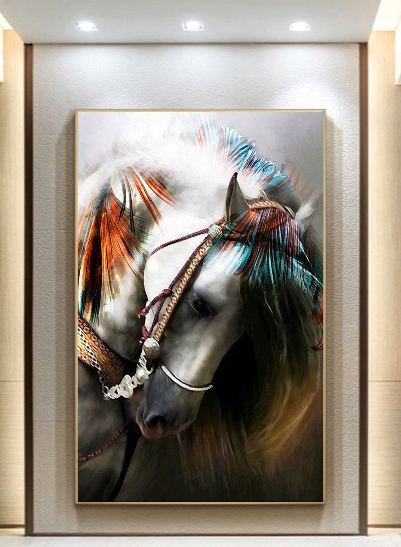 AIWANTO Horse Crystal Porcelain Wall Art – Decorative Painting for Living Room, Bedroom & Office Deco - Image 2