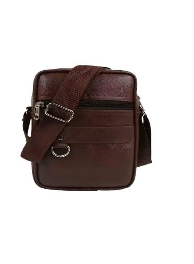 Treggo Crossbody Sling Bag for Men - Stylish Faux Leather Side Bag with Adjustable Strap, Front Zipper Pocket & D-Ring Hook - Compact Travel & Office Shoulder Bag (Brown) - Image 5