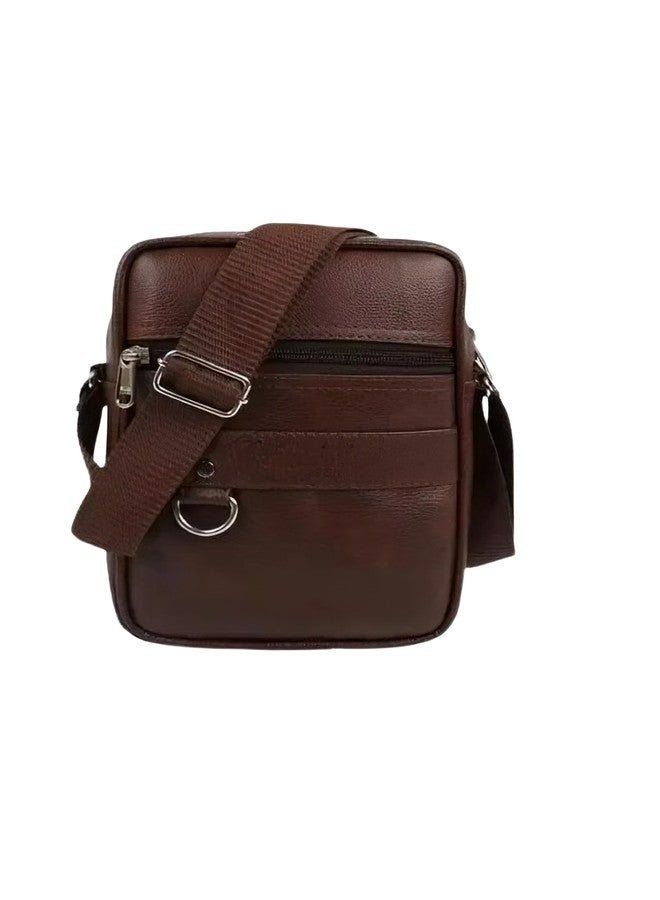 Treggo Crossbody Sling Bag for Men - Stylish Faux Leather Side Bag with Adjustable Strap, Front Zipper Pocket & D-Ring Hook - Compact Travel & Office Shoulder Bag (Brown) - Image 2