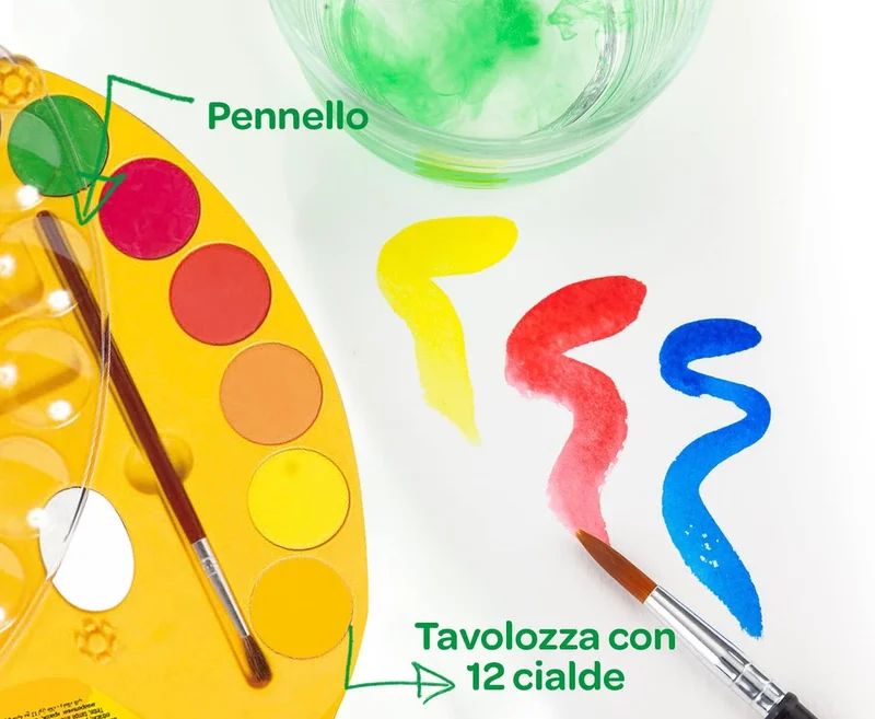كرايولا Crayola Watercolour Paint Set for Kids – 12 Washable Paints with Brush & Lockable Palette | Non-Toxic Art Supplies for Painting, School & Creative Activities