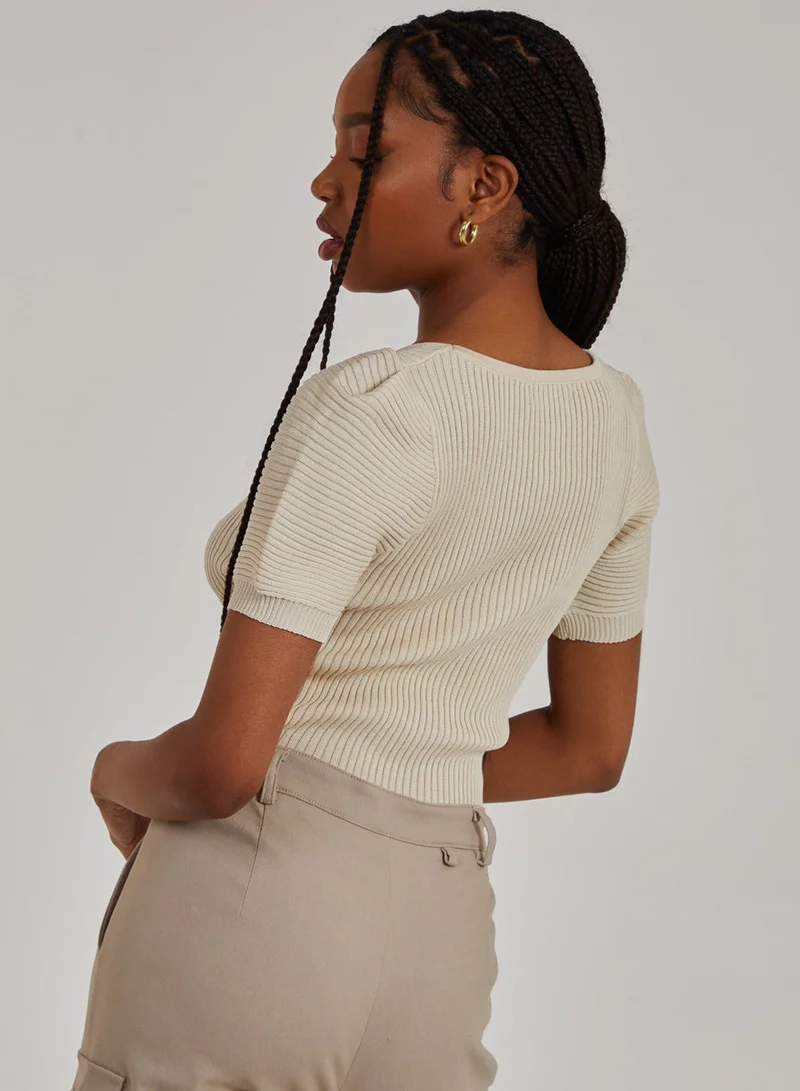 Pink Vanilla Scoop Neck Knit Crop Top