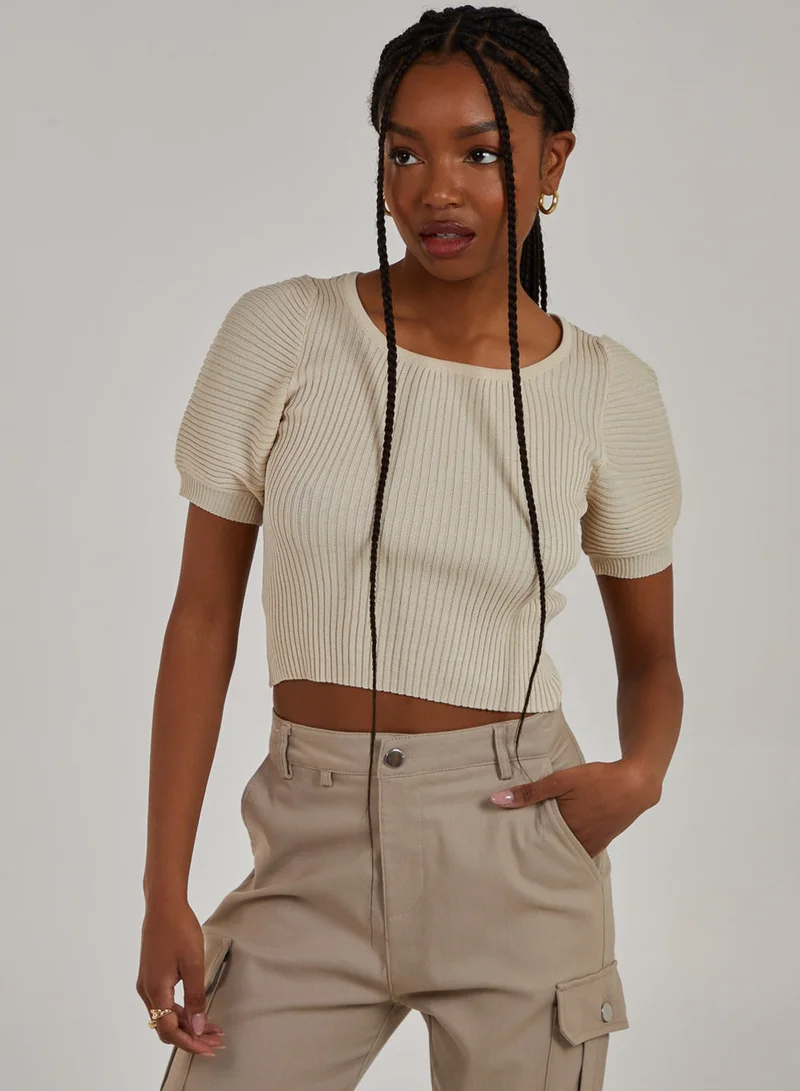 Pink Vanilla Scoop Neck Knit Crop Top