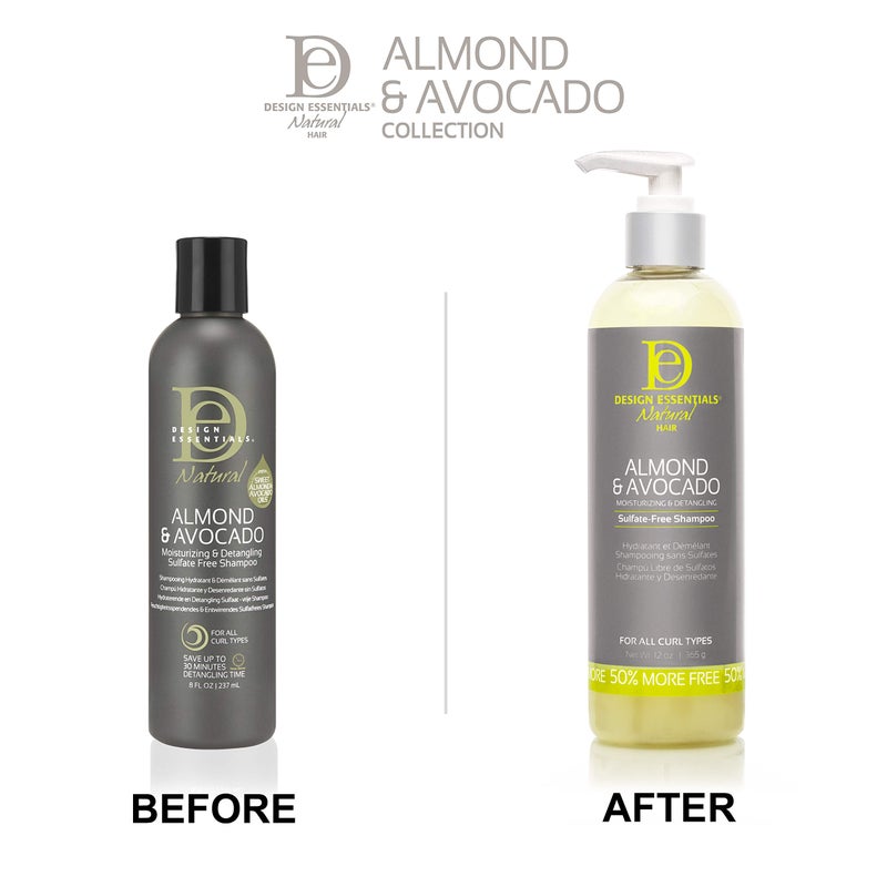 Design Essentials Natural Almond & Avocado Moisturizing & Detangling Sulfate-Free Shampoo, 12 Ounce - Image 4