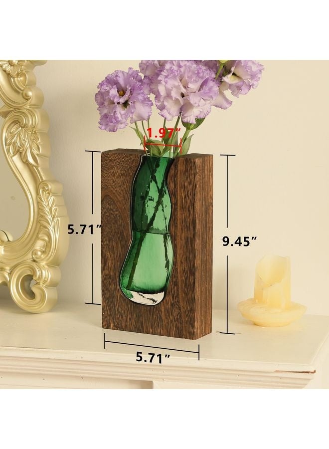 هومستر زهرية زجاجية وزجاجية مزهرية زجاجية خشبية زهرية زجاجية صلبة زهرية ديكور منزلية للقطعة المركزية (9.45 بوصة) - Image 4