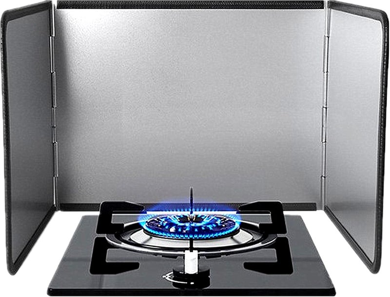 KOBSAINF 3 Sided Splatter Guard,Foldable Stainless Steel Oil Splatter Screens for Frying,Oil Splash Insulation Board,Nonstick Oil Splatter Guard Stove Heat Insulation Board for Cooking - Image 1