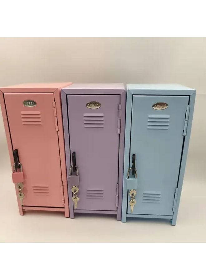 Model C Blue Heavy Duty Mini Metal Storage Cabinet With Key Lock Compact Safe For Valuables - Image 5