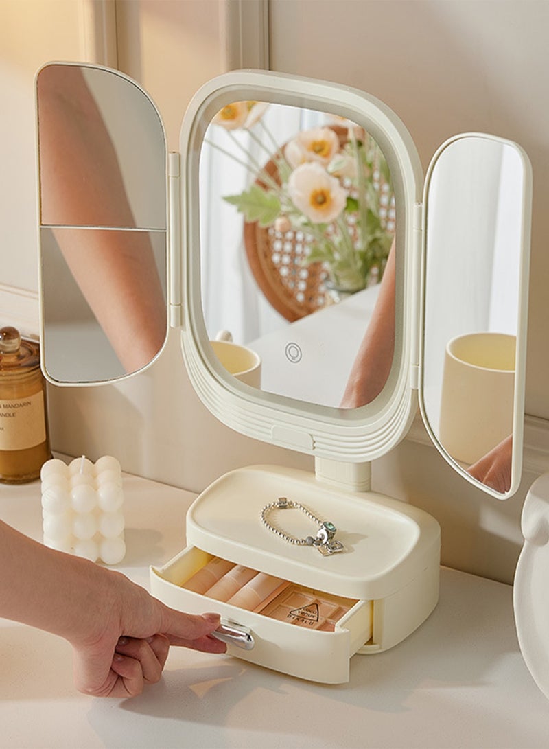 Sharpdo makeup mirror，Smart Vanity Mirror with Touch Light，3-Sided LED Vanity Mirror with Storage，3X Magnification - Image 1