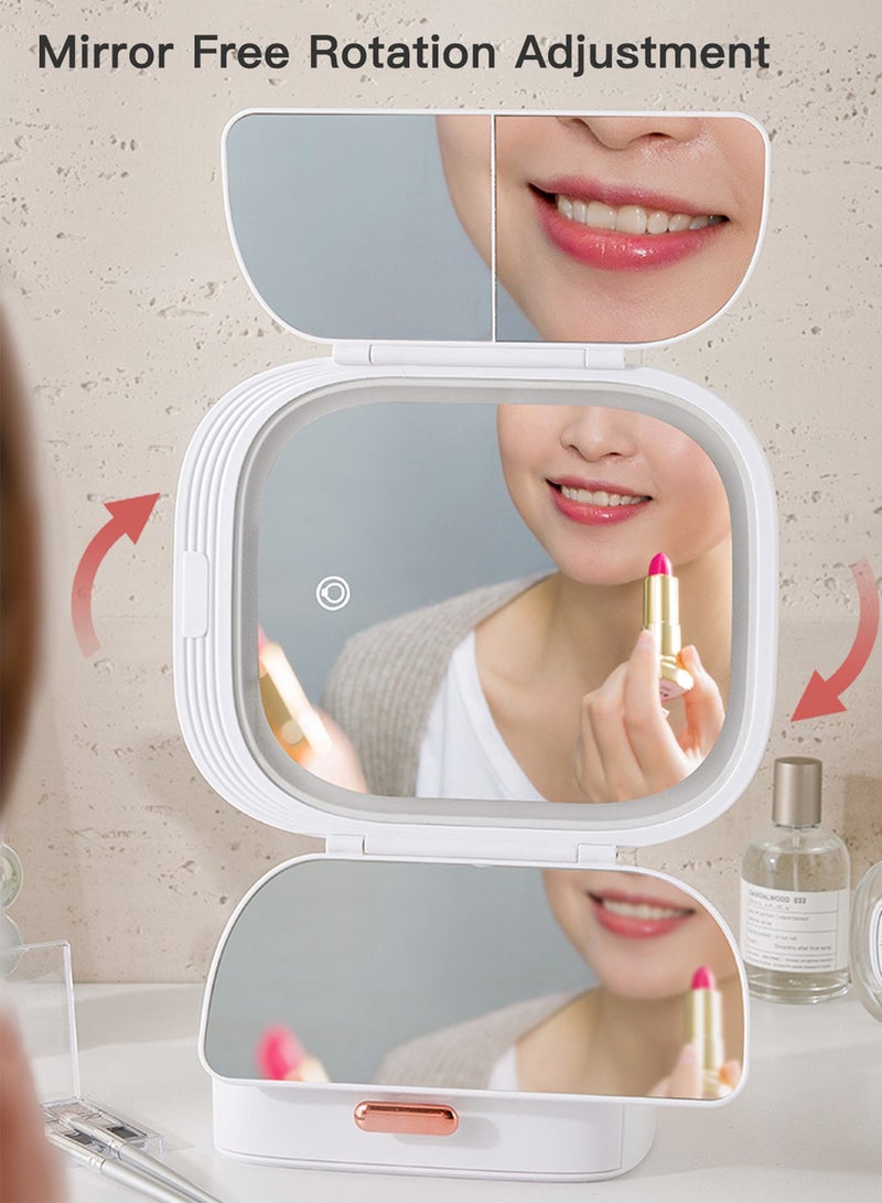 Sharpdo makeup mirror，Smart Vanity Mirror with Touch Light，3-Sided LED Vanity Mirror with Storage，3X Magnification - Image 4