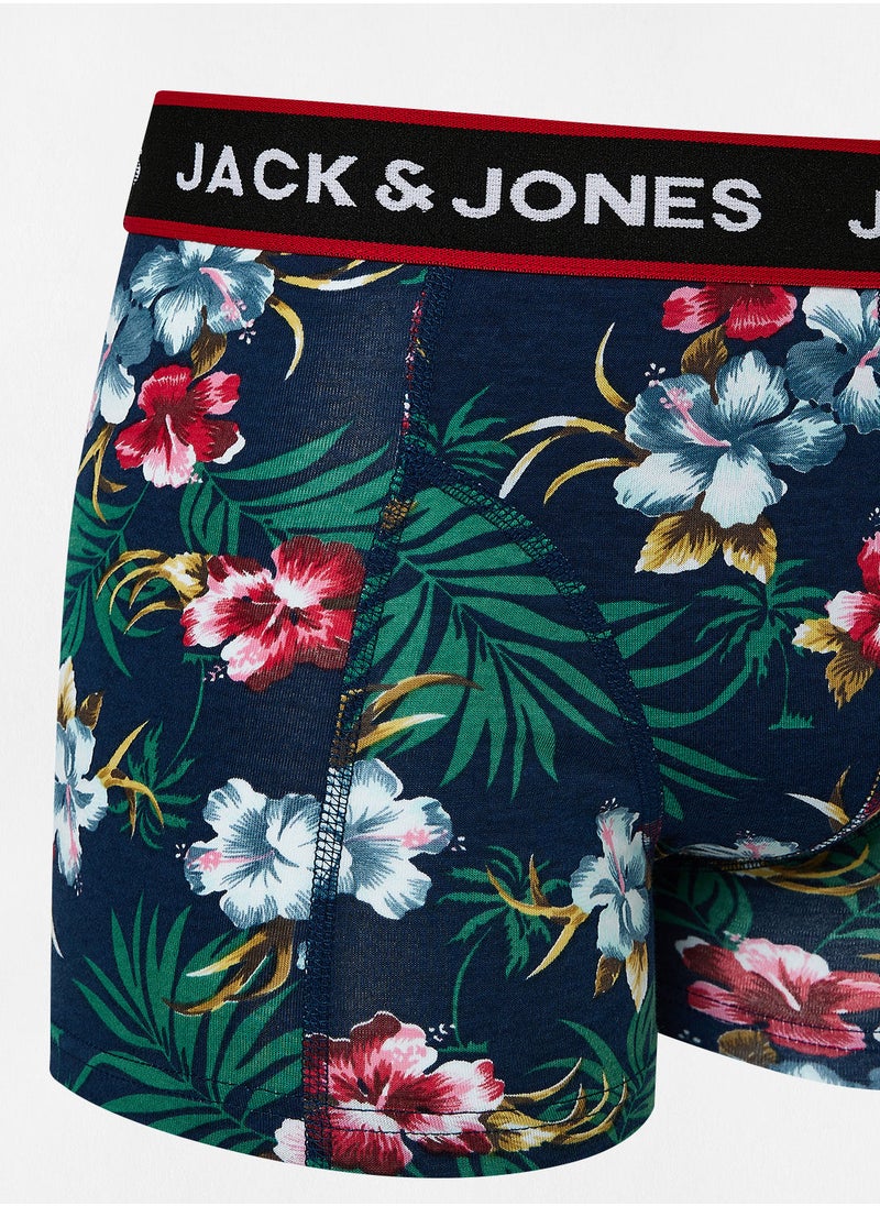 JACK & JONES - Floral Print Trunks (Pack of 3) - Image 1