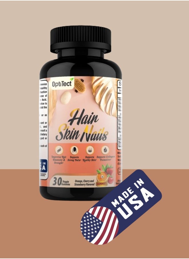 OptiTect - Hair, Skin & Nails Gummies And Collagen Formation, 30 Vegan Gummies - Image 1