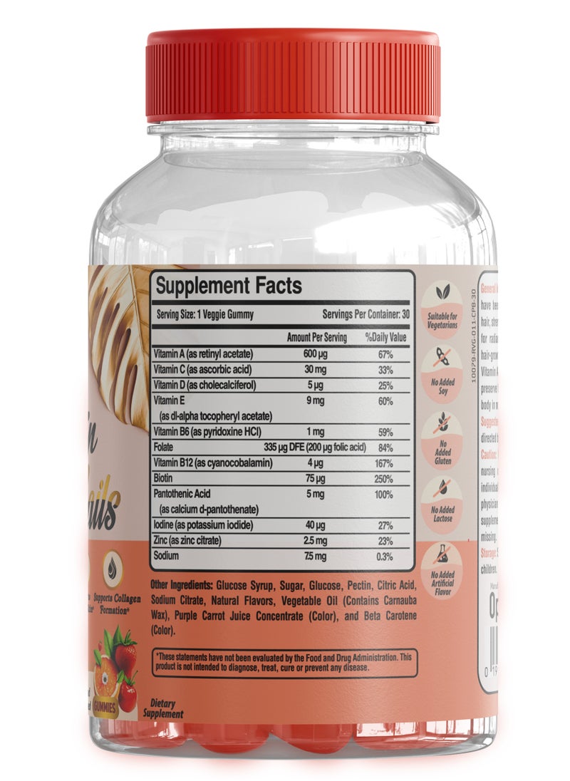 OptiTect - Hair, Skin & Nails Gummies And Collagen Formation, 30 Vegan Gummies - Image 1