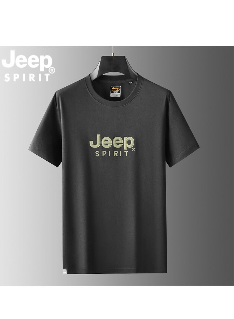 Jeep Men's  Short Sleeved T-shirt Round Neck Pullover Sweatshirt Casual Top  - Image 1