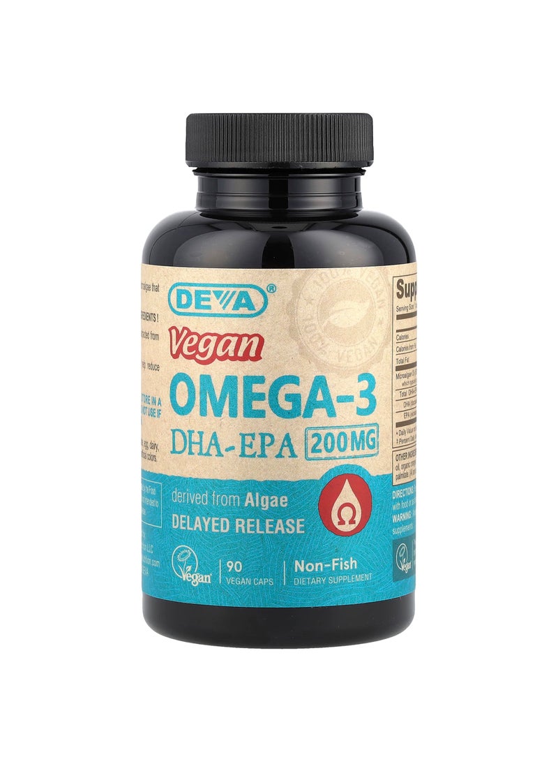 Deva Vegan Omega-3 DHA-EPA, Delayed Release, 200 mg, 90 Vegan Caps