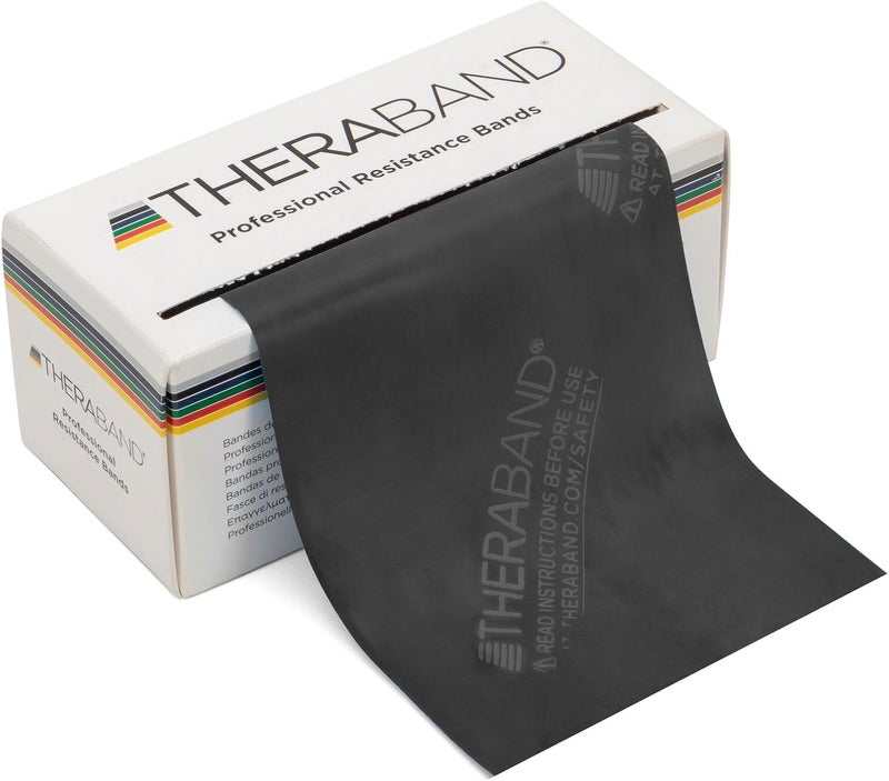 TheraBand أشرطة مقاومة ثيرا بان المهنية - لفة 6 ياردات، سوداء، ثقيلة خاصة، مستوى متقدم لتمارين القوة وإعادة التأهيل - Image 1