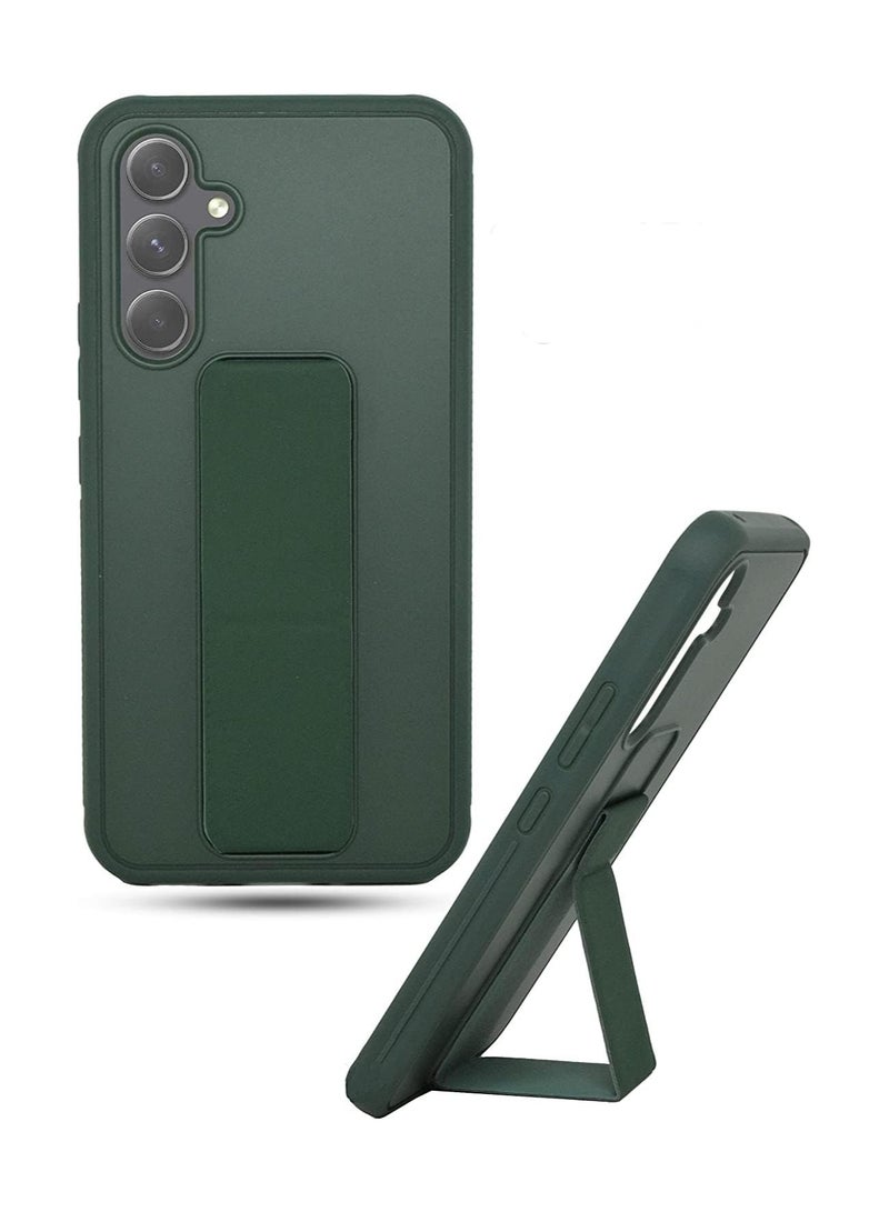 عام جراب Samsung Galaxy A15 مع حامل وحامل مغناطيسي، حزام عمودي ممتاز وقبضة مع حامل سيليكون، أوضاع عرض متعددة لهاتف Samsung Galaxy A15 (أخضر غامق) - Image 1