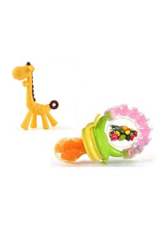 BabyGo Organic Baby'S Bpafree Silicone Nipple Food Nibbler For Fruits With Giraffe Teether (Multicolour 612 Months)And Baby Teething Toys Soft And Natural Teether (Combo Pack)  - Image 1