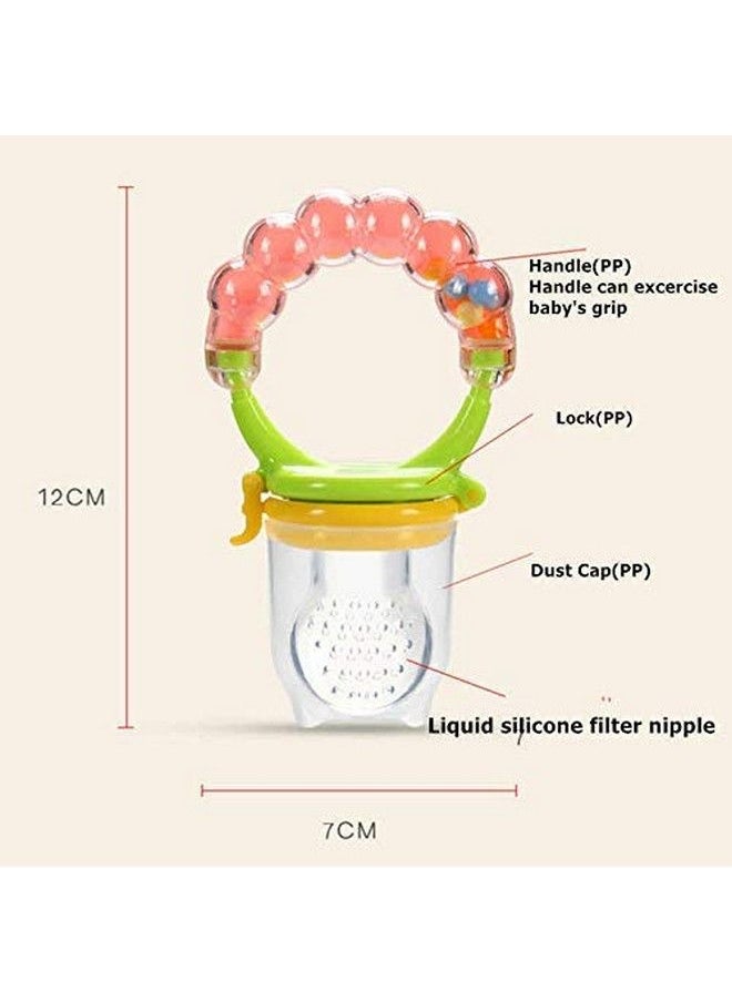 BabyGo - Organic Baby'S Bpafree Silicone Nipple Food Nibbler For Fruits With Giraffe Teether (Multicolour 612 Months)And Baby Teething Toys Soft And Natural Teether (Combo Pack) - Image 1