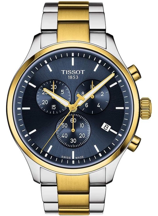 TISSOT Two Tone Blue Dial Chronograph Silver Strap Men's Wrist Watch T116.617.22.041.00  - Image 1