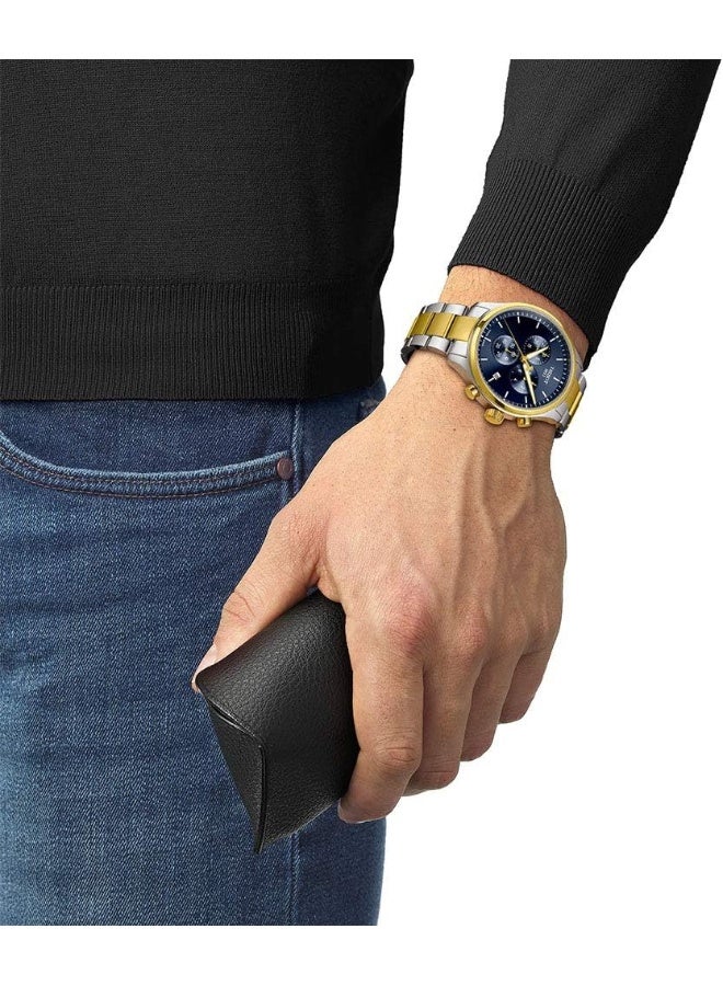 TISSOT Two Tone Blue Dial Chronograph Silver Strap Men's Wrist Watch T116.617.22.041.00  - Image 2