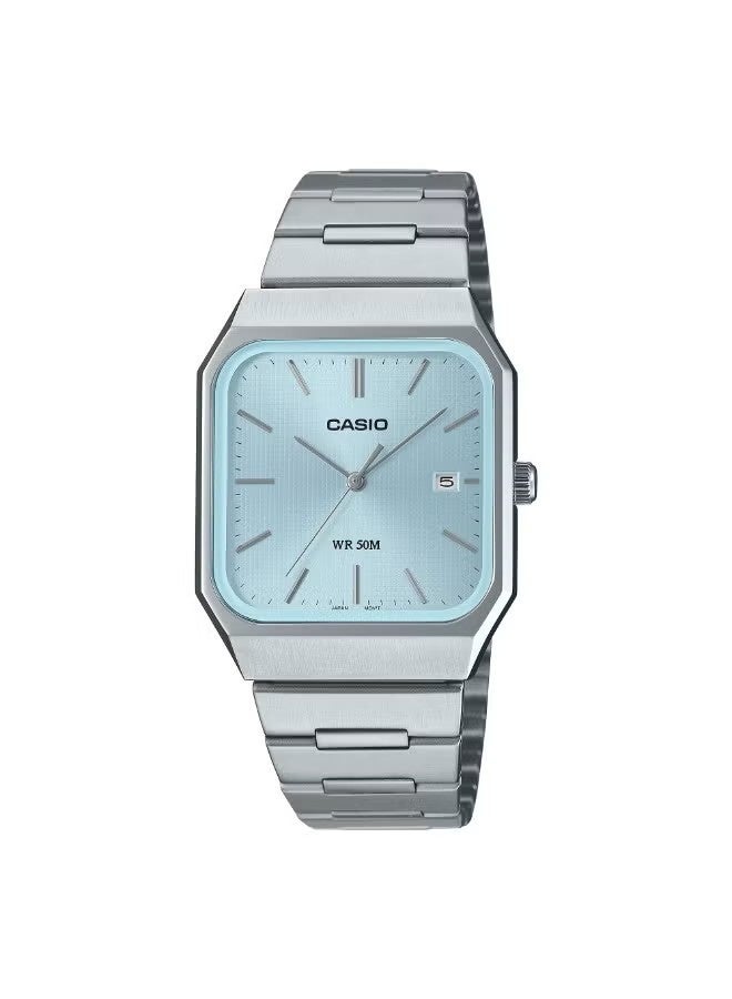 CASIO MTP-B185D-2A2 Men's Analog Watch with Ice Blue Dial and Stainless-Steel Bracelet-40 × 32.5 × 7.3 mm - Image 1