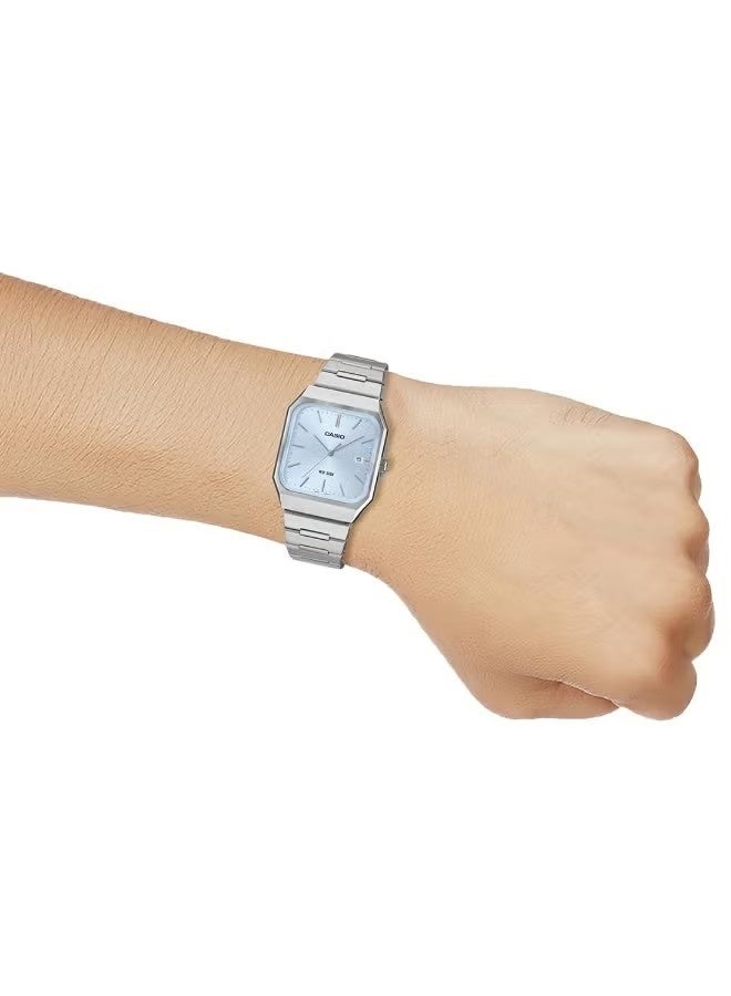 CASIO MTP-B185D-2A2 Men's Analog Watch with Ice Blue Dial and Stainless-Steel Bracelet-40 × 32.5 × 7.3 mm - Image 5