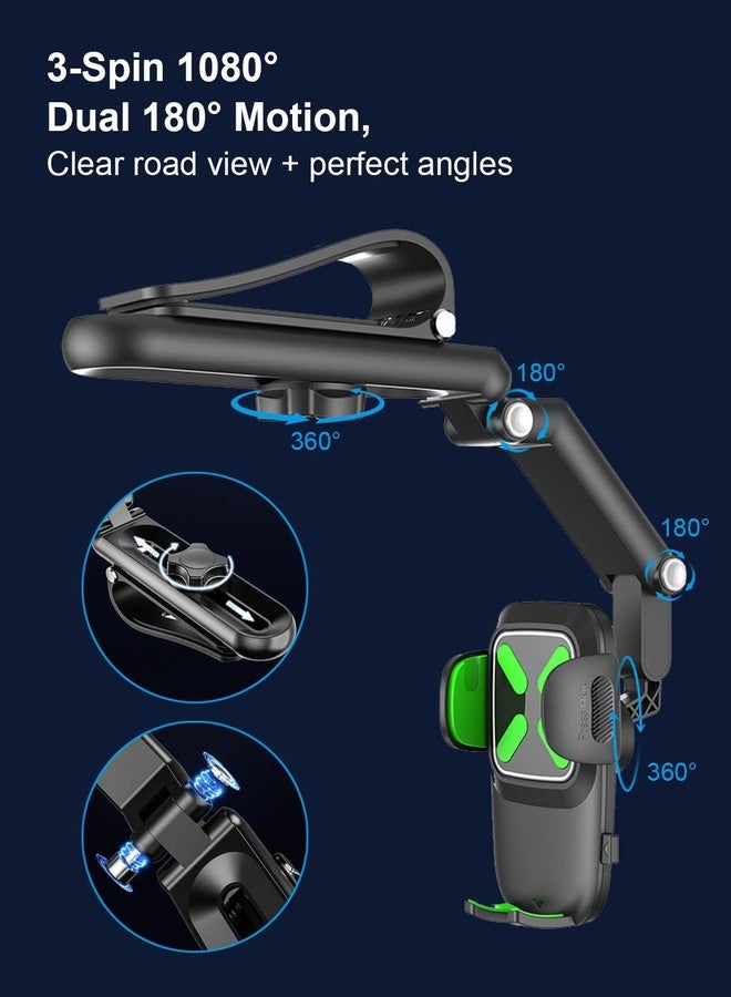Ykt Sun Visor Phone Holder, 【UPGRADE Base Support】360° Rotatable Rearview Car Visor Phone Holder, Cell Phone Holder Compatible with All 4-7 Inch Phone (Perfect Angle for Photographing Yourself Driving) - Image 5