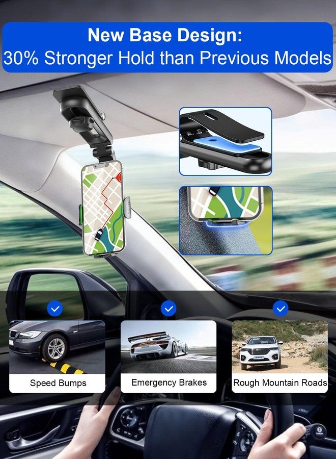 Ykt Sun Visor Phone Holder, 【UPGRADE Base Support】360° Rotatable Rearview Car Visor Phone Holder, Cell Phone Holder Compatible with All 4-7 Inch Phone (Perfect Angle for Photographing Yourself Driving) - Image 2