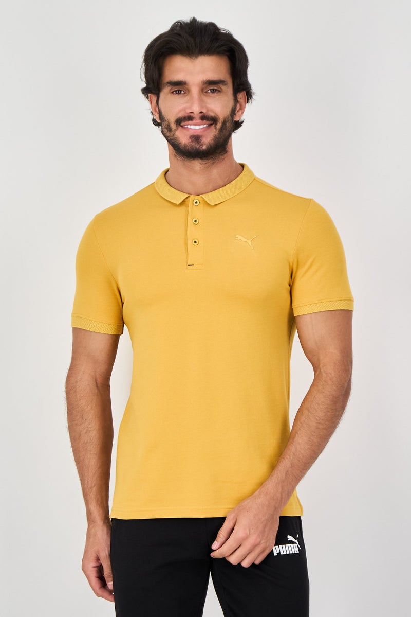 PUMA Men Slim Fit Short Sleeve Outdoor Polo Shirt, Mustard - Image 1