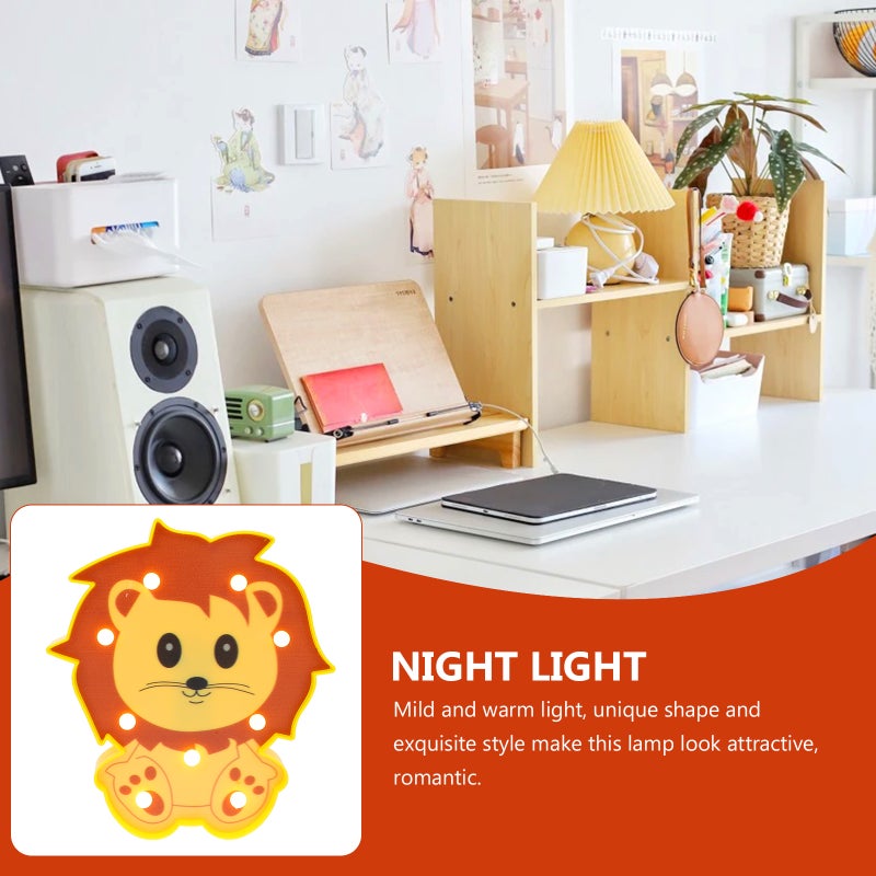 2pcs Adorable Lion-shaped Small Night Lamp Desktop Decor Home Night Lamp - Image 3