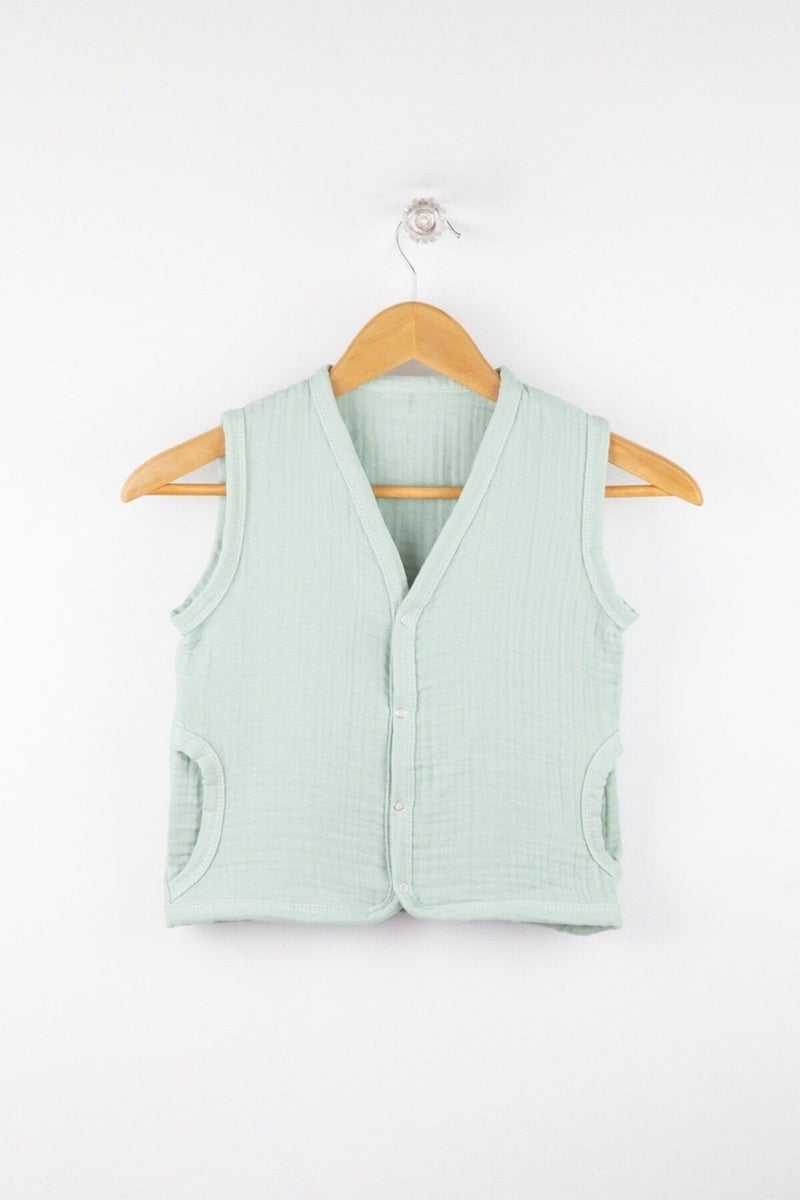 Bondilolly 100% Cotton Muslin Baby Vest with Snaps  - Image 1