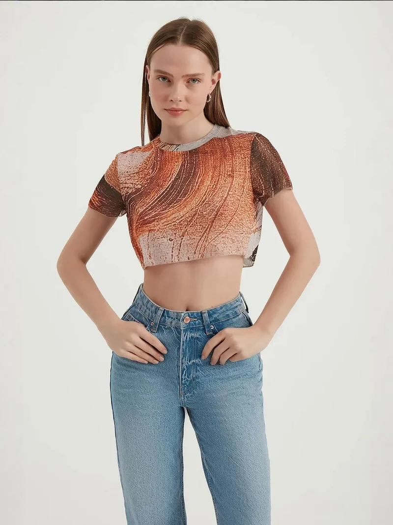 HICCUP Abstract Tulle Crop Top
