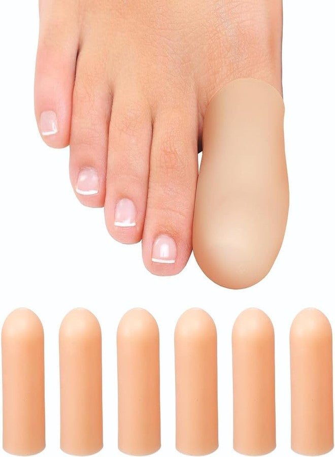 Royalkart The Sole Care 6pcs Silicone Gel Toe Caps | Toe Cover Caps for Painful Blisters Calluses Corns, Protective Toe Caps | Women & Men (Beige) - Image 1
