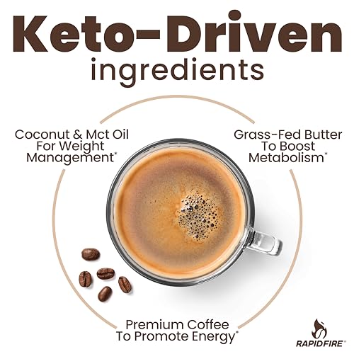 Rapid Fire Rapidfire Keto Coffee Instant Coffee Mix, Caramel Macchiato Flavor, 7.93 Ounce (255g), 15 Servings - Image 2