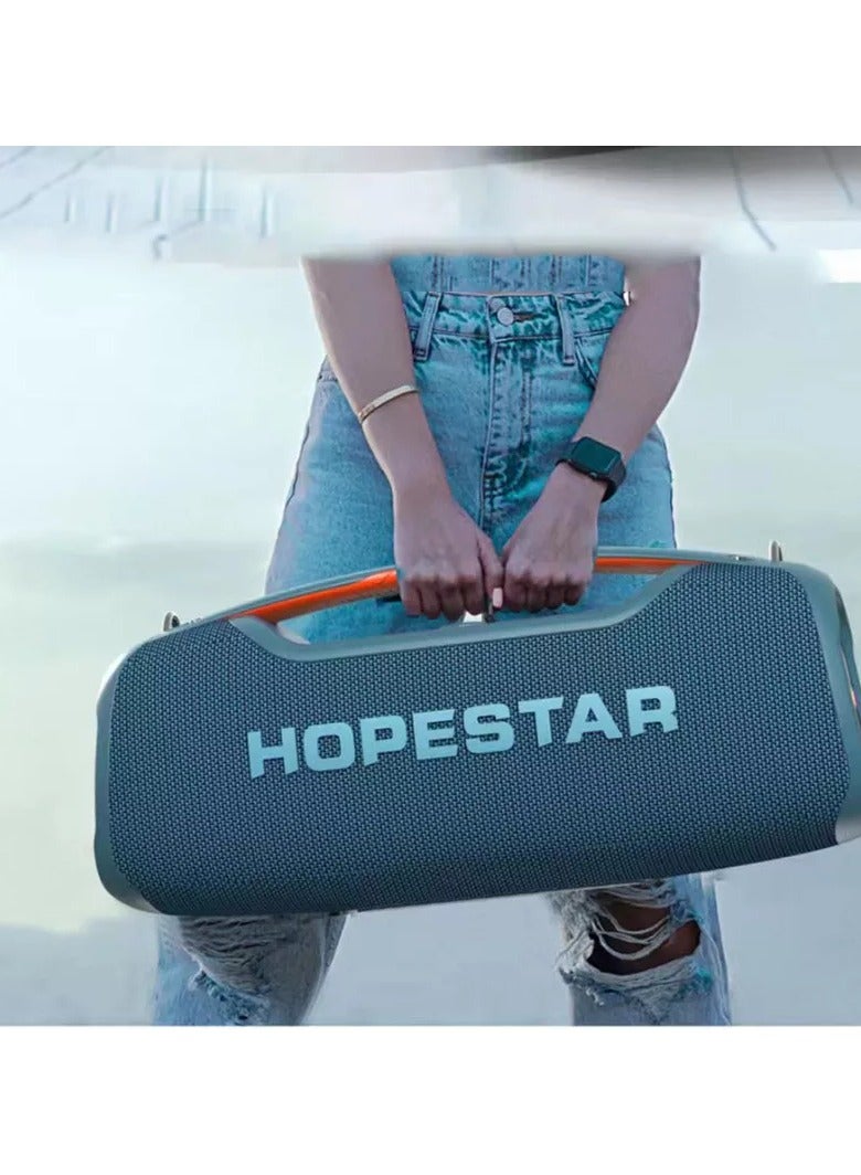 HOPESTAR A60 100W Portable Bluetooth Speaker – IPX6 Waterproof, High-Power 3-Way Audio, 15000mAh Battery, TWS Pairing & LED Lights, with Microphone & Shoulder Strap - Image 1