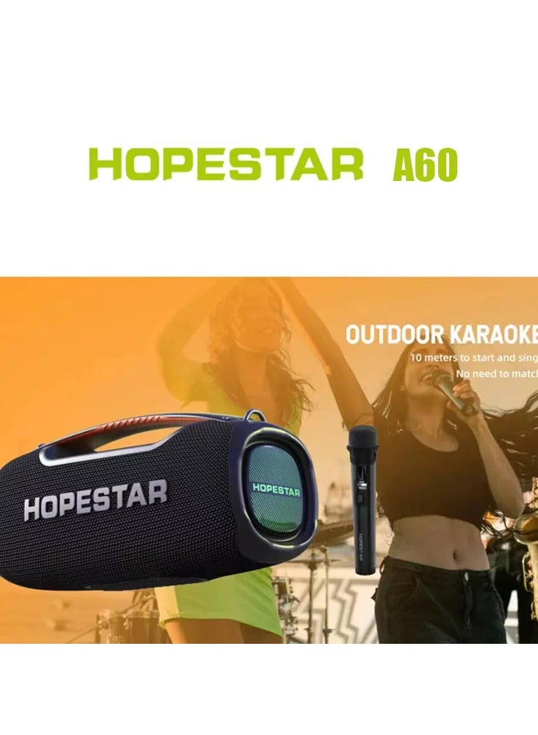 HOPESTAR A60 100W Portable Bluetooth Speaker – IPX6 Waterproof, High-Power 3-Way Audio, 15000mAh Battery, TWS Pairing & LED Lights, with Microphone & Shoulder Strap - Image 4