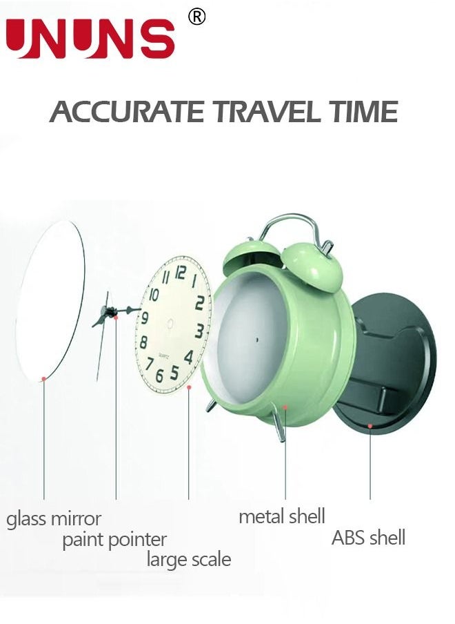 UNUNS - Twin Bell Alarm Clock,Loud Alarm Clock For Heavy Sleepers,4 Inch Silent Non-Ticking Quartz Clock With Backlight,Luminous Dial,Alarm Clocks For Bedrooms Bedside,Green - Image 1