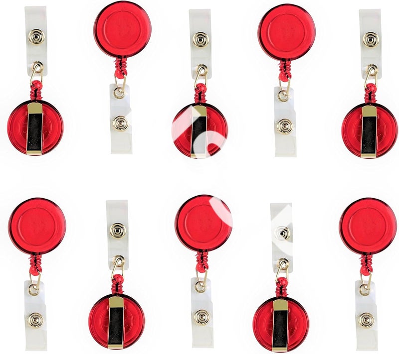 NSSP Round Shape Yo-Yo Retractable Key Ring for ID Card Holder (Red, pack of 5) - Image 5