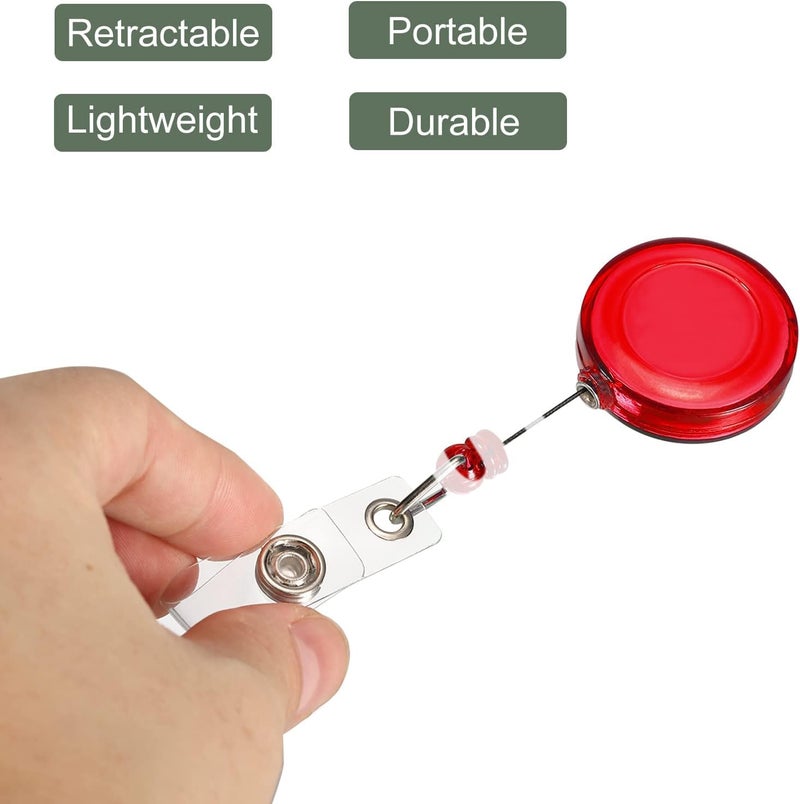NSSP Round Shape Yo-Yo Retractable Key Ring for ID Card Holder (Red, pack of 5) - Image 3